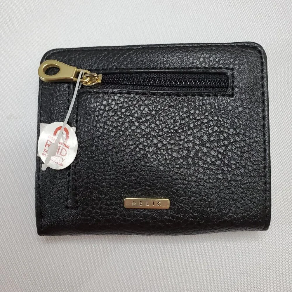 Relic Mens Bifold Wallet Card Holder Black & Brown Leather RFID-Blocking - Picture 2 of 8